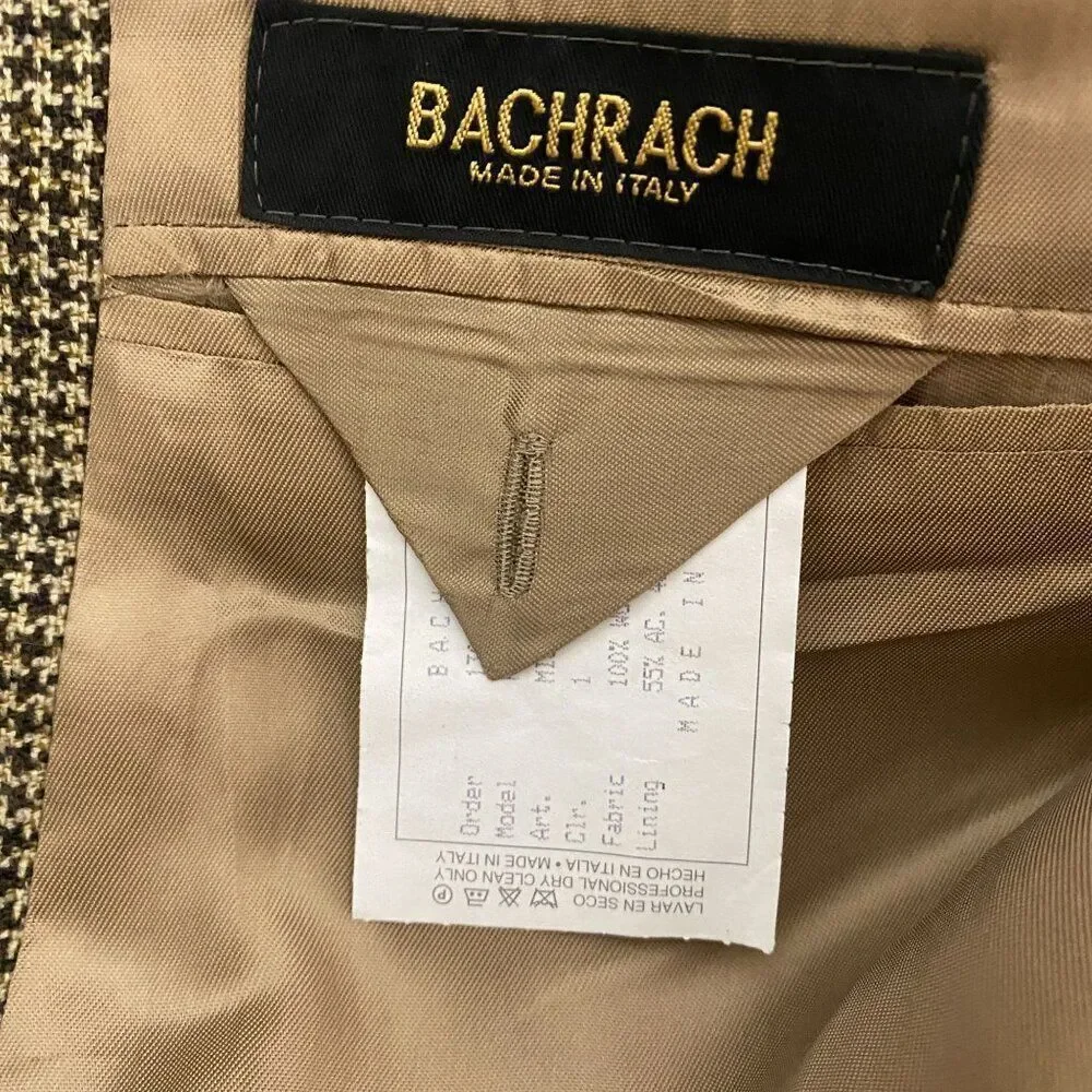 Bachrach Wool Sport Coat Houndstooth Suit Jacket Size 46 XL